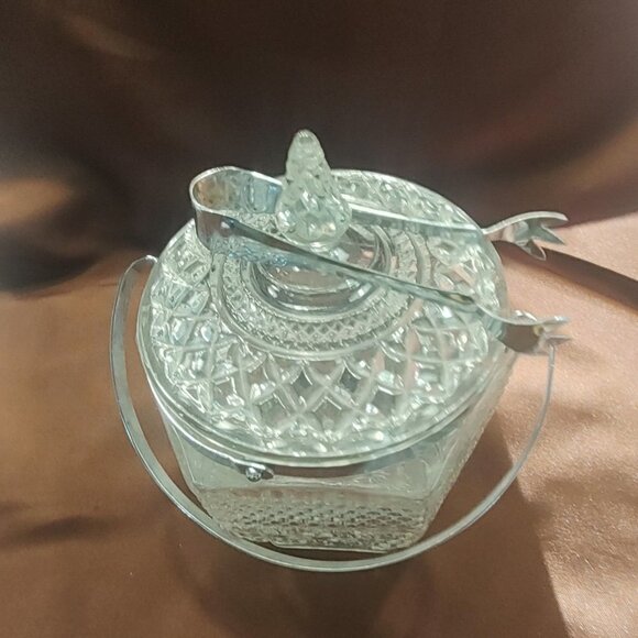 1960s Anchor Hocking Wexford Pressed Glass Cookie Jar, Ice Bucket - Picture 2 of 12